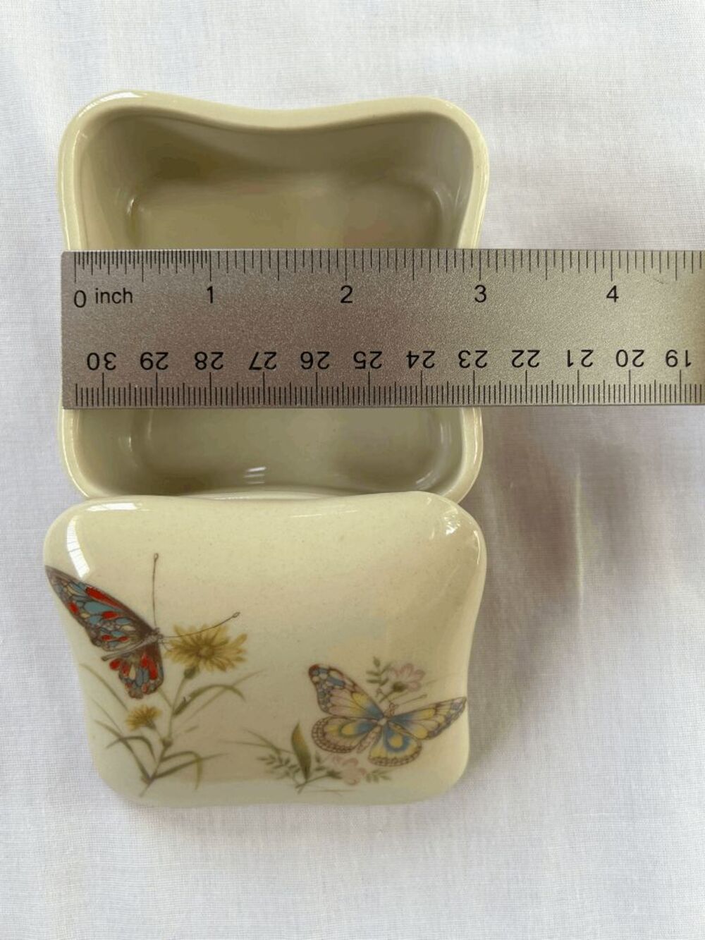 Takahashi Pottery San Francisco Trinket/Jewelry Box Small, Butterflies, Flowers - Picture 6 of 7